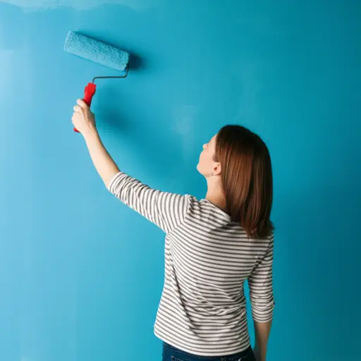 她把婴儿房的墙壁刷成了柔和的蓝色。