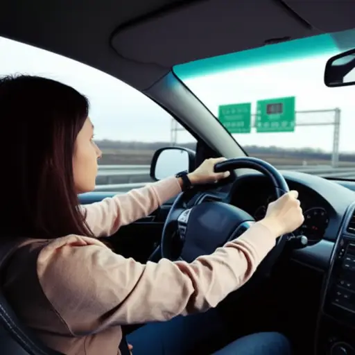 她开车时完全在走神，差点错过了出口。