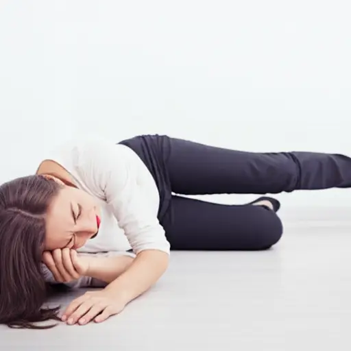 她摔倒时头撞到了墙上。