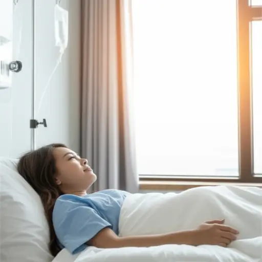 手术后，她需要休息才能正常康复。