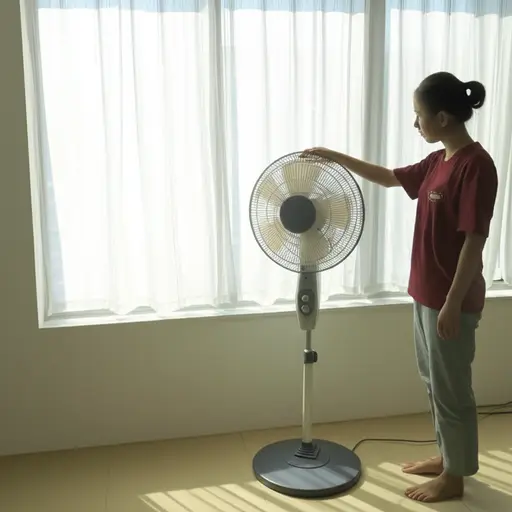 请打开风扇；天气变热了。