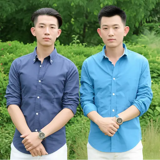 他和我穿着一样的衬衫。