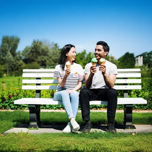 那里的天气特别晴朗，所以我们决定吃个冰淇淋并休息一会儿。