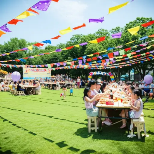 社区每年都会举办一场有美食和游戏的盛大节日庆典。