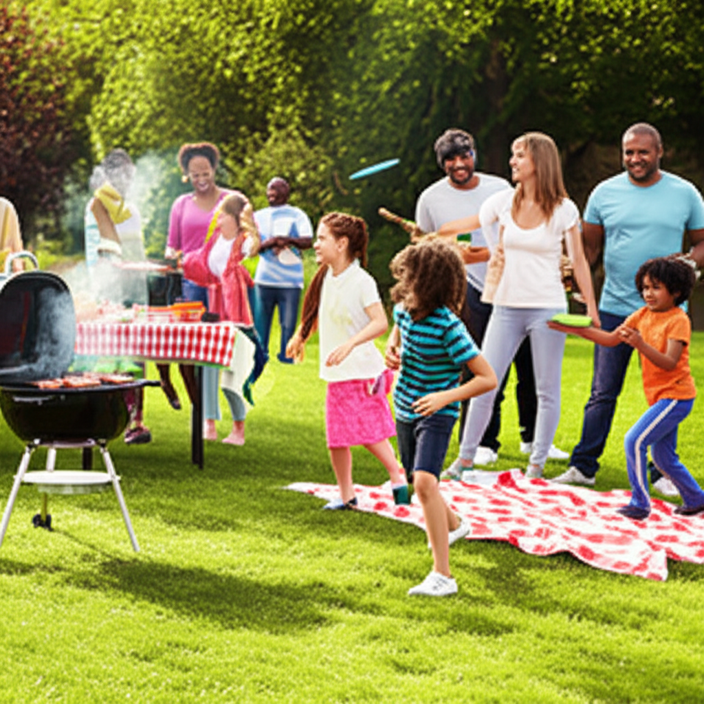 他们在公园里举行野餐。