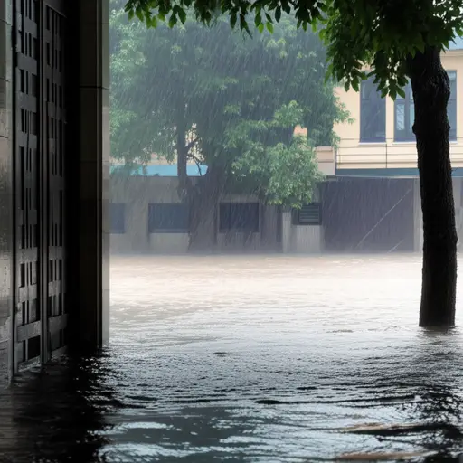 大雨持续了数日，引发了几场洪水。