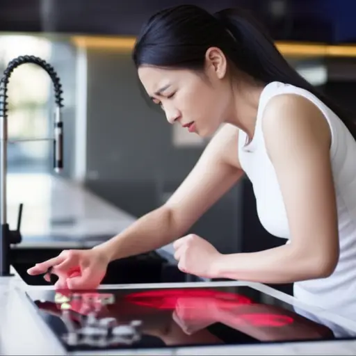 她在热炉子上烫伤了手指。