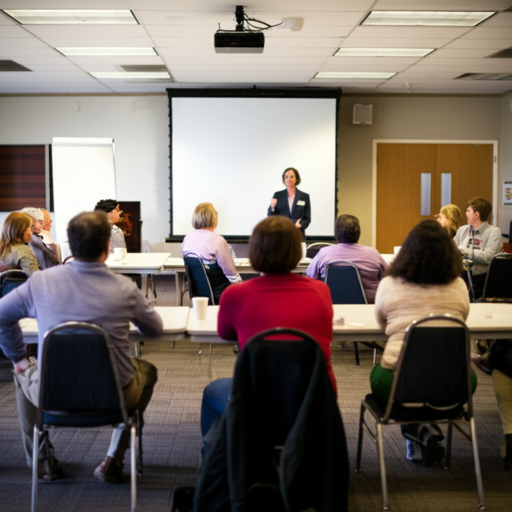 会议室里坐满了人。