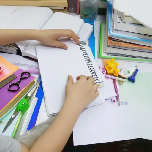 她的书桌太乱了，都找不到作业了。