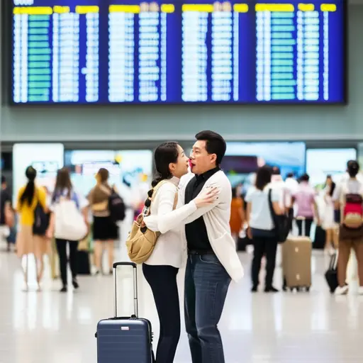 我们在机场偶然相遇了。