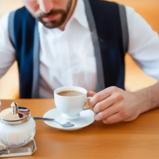 他无法改掉在咖啡里放糖的习惯。