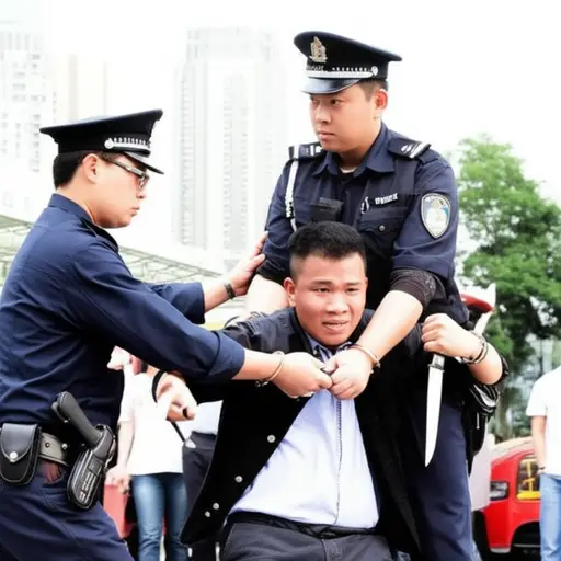 他因携带致命武器被捕。