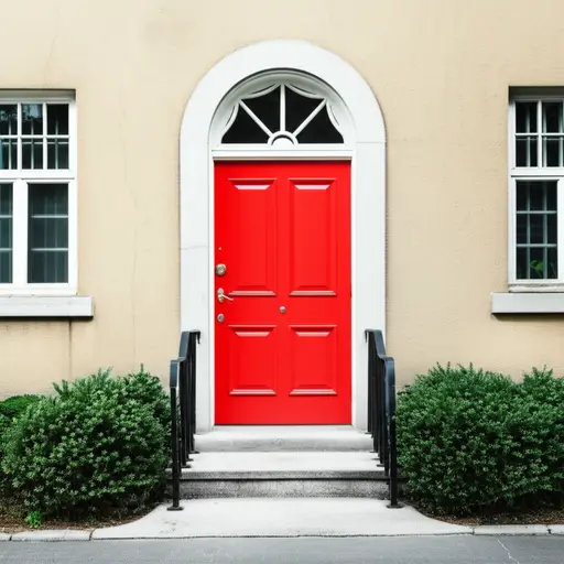 我住在那个有红门的房子里。