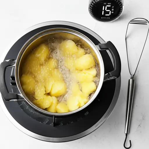 你应该把土豆（煮）大约十五分钟，然后再捣成泥。