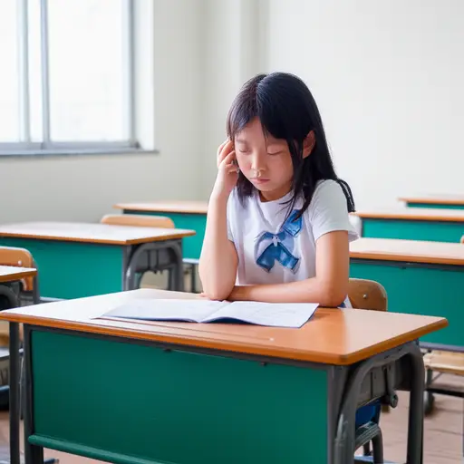 那个可怜的女孩在学校感到孤独。