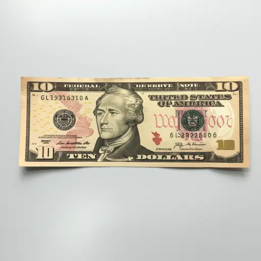 这张十美元的钞票是新的。