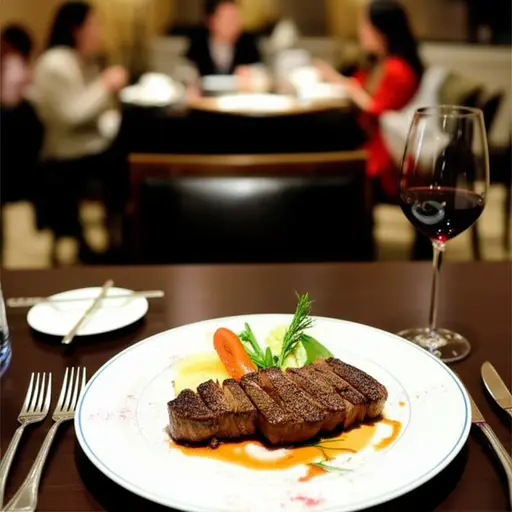 这家餐厅以美味的牛排闻名。