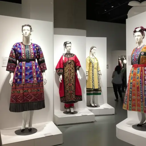 游客可以在文化展览上欣赏来自不同国家的美丽民族服装。