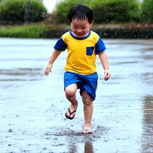 跳过由雨水形成的水流非常有趣。