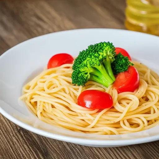 我吃了有西兰花和西红柿的意大利面。