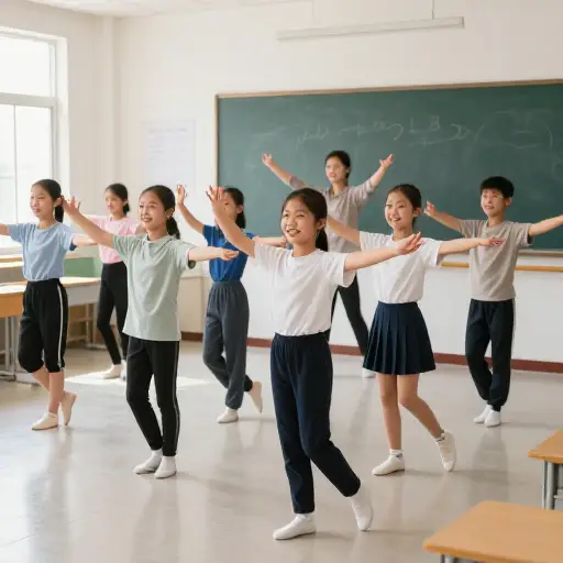 我们今天在课堂上学了一支新舞。
