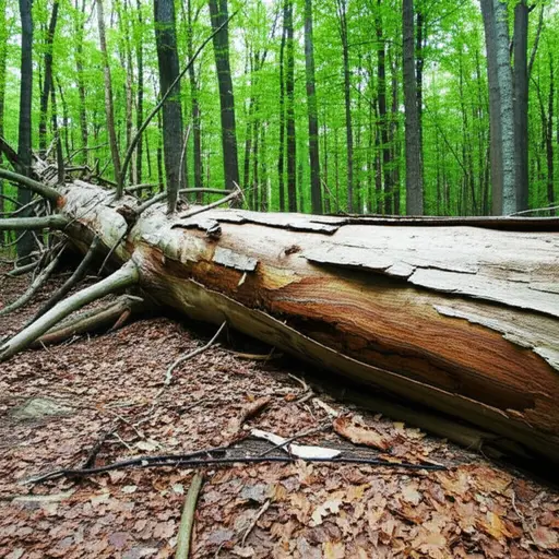 森林里的那棵老树因为自然原因倒下了。