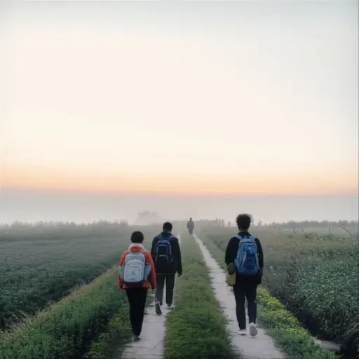 我们在天破晓时离开了。