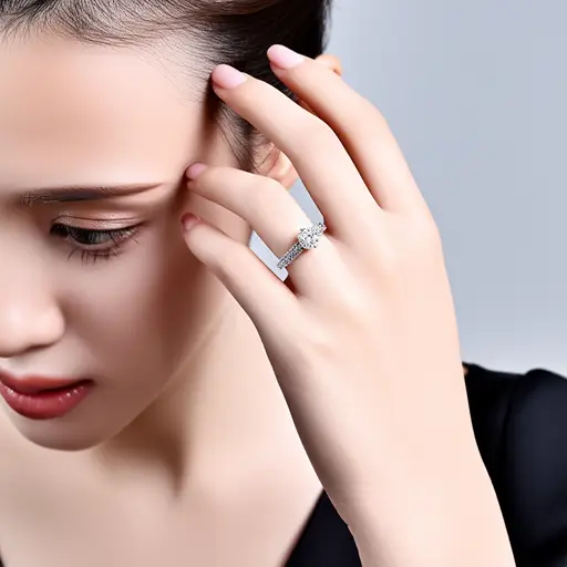 她发现自己手指上戴着一枚华丽的钻戒。