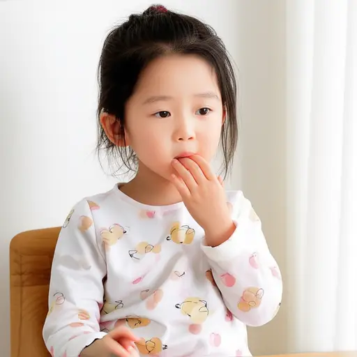 她仍然吮吸她的拇指。