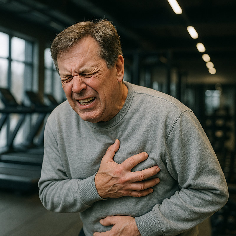 他痛苦地捂住胸口。