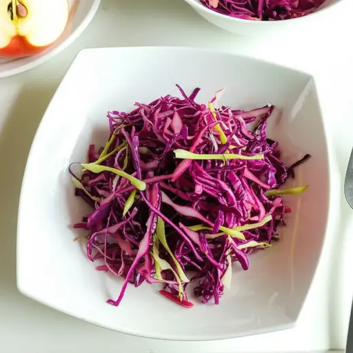 这道菜是用红卷心菜和苹果做的。