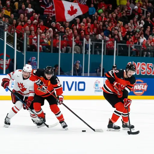 在加拿大，冰球是一项流行的运动。