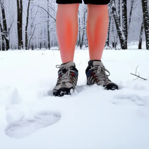 在雪地里走过后，我的脚冻僵了。