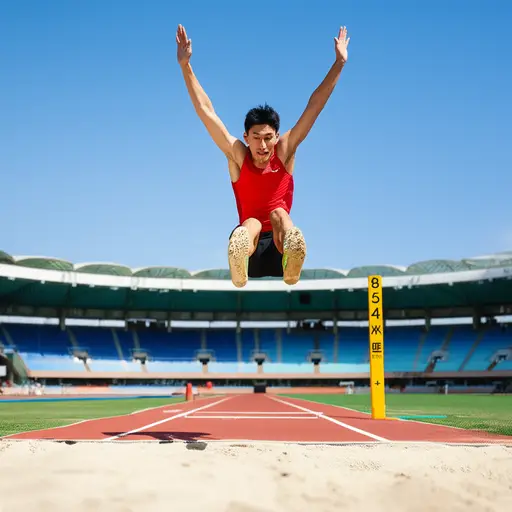 他以8.5米的跳跃获胜。