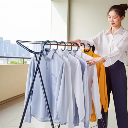 衣服晾干后，我需要把所有衬衫都挂起来。