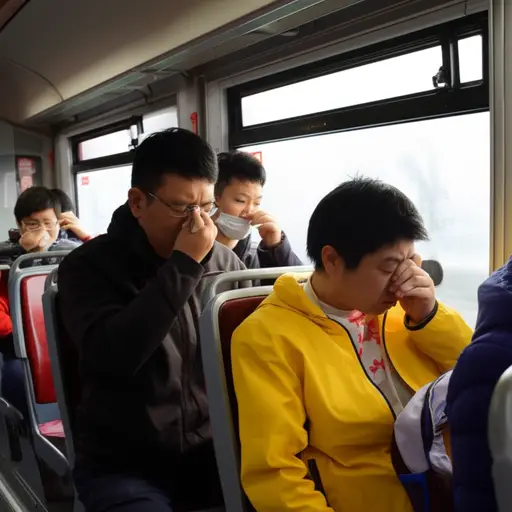 在高峰时段，这辆公交车常常有一股难闻的气味。