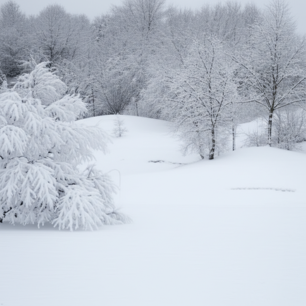 皑皑白雪覆盖了整个山坡。