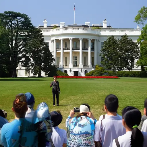 昨天我参观了白宫，导游非常友好。