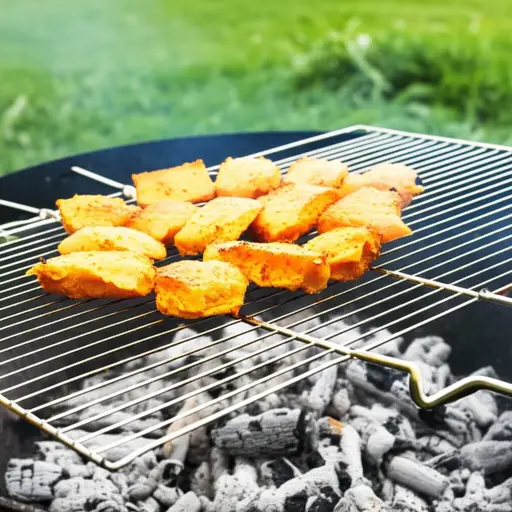 我们在烧烤架上烤肉。