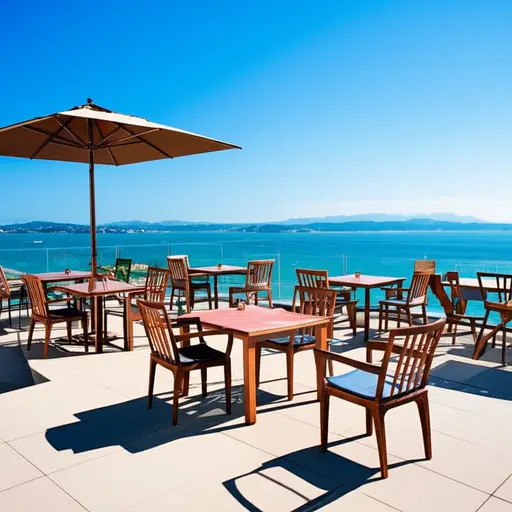 这家屋顶餐厅可以俯瞰海湾的壮观景色。