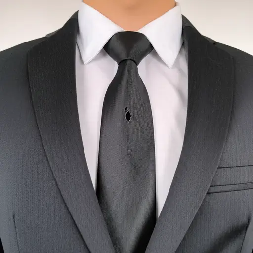 他的领带上有一块油渍。