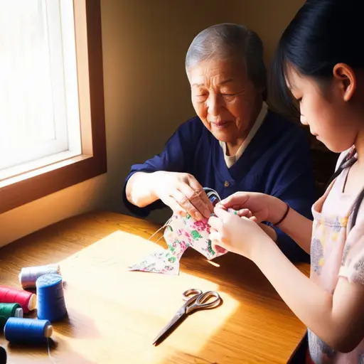 我祖母教我缝纫。