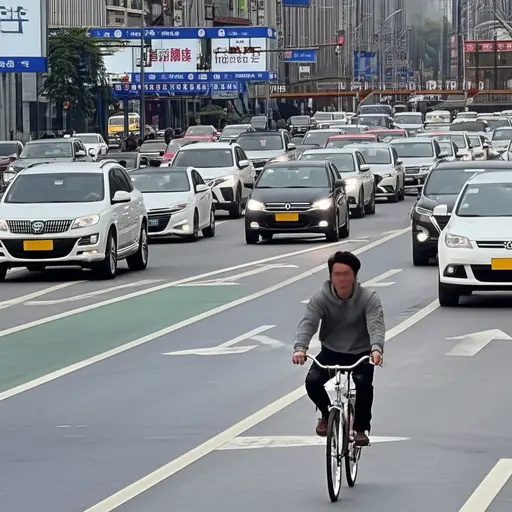 在繁忙的街道上骑自行车很危险。