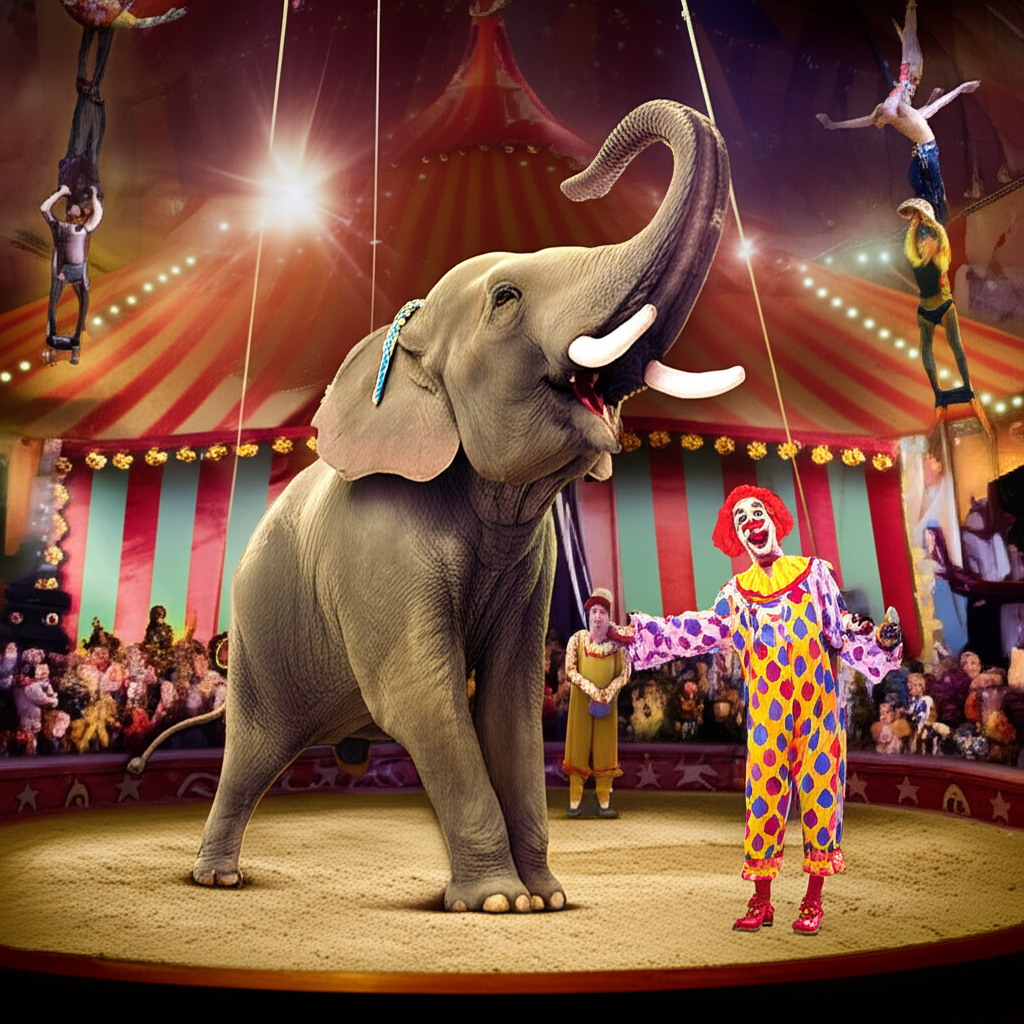 观众们正在观看马戏表演。