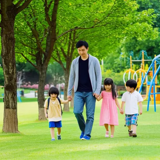 他带孩子们去了公园。