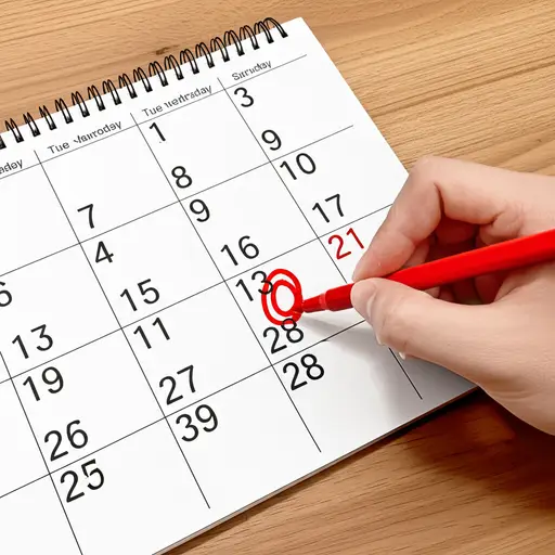 请在日历上圈出正确的日期。