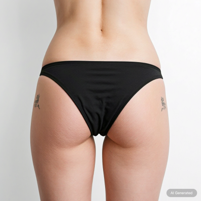 她的屁股两侧都有纹身。