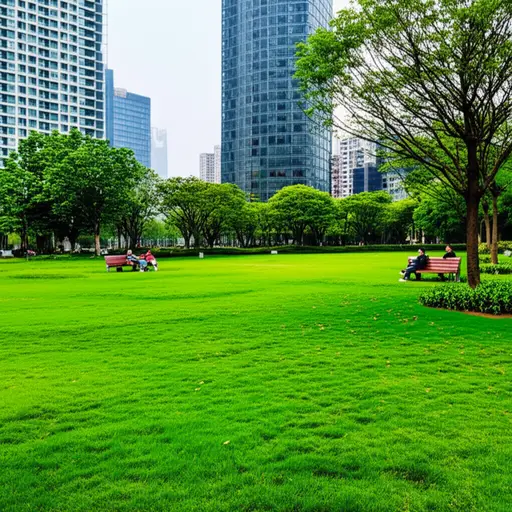 城市有许多绿地供休闲。