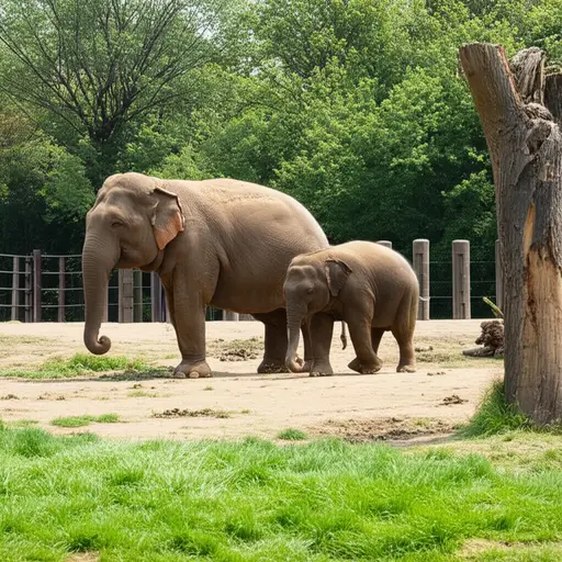 动物园里有一头新出生的幼象。