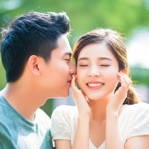 他亲吻了她的双颊。